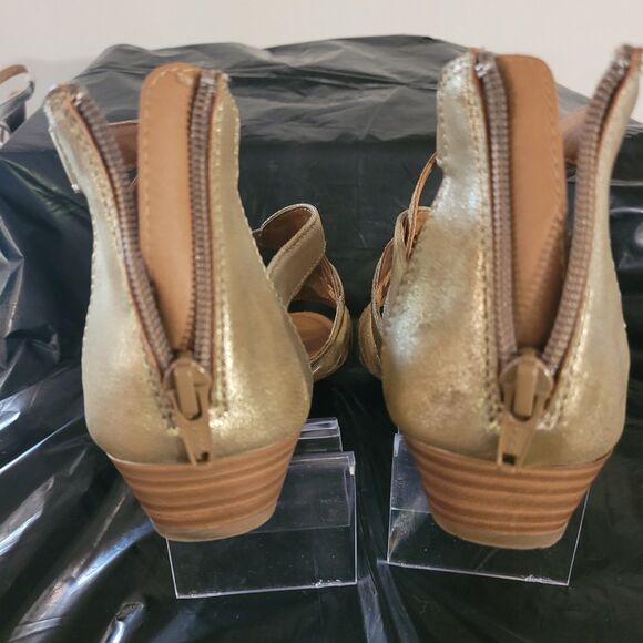 Cloudwalkers Gina Gold Metallic Sandals Galdiator Womens Sz 8 Zip Back - Picture 6 of 11